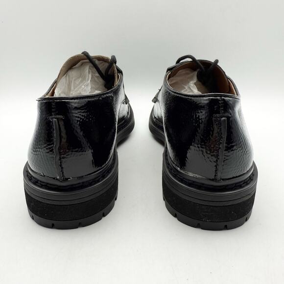 Franco Sarto Womens Sendra Lug Sole Derby Shoes US 6 M Black Patent Leather NWOB - Picture 9 of 12
